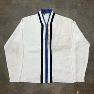 Vintage 60s McGregor Midnite Sun White Zip Up Cardigan
